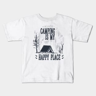 Camping is my happy place Kids T-Shirt